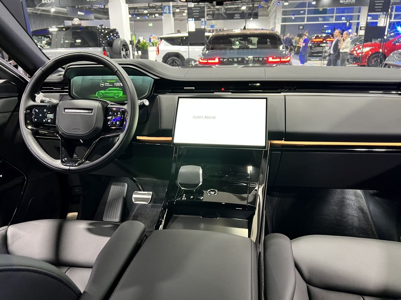 Modern digital dashboard and touchscreen center console in luxury interior