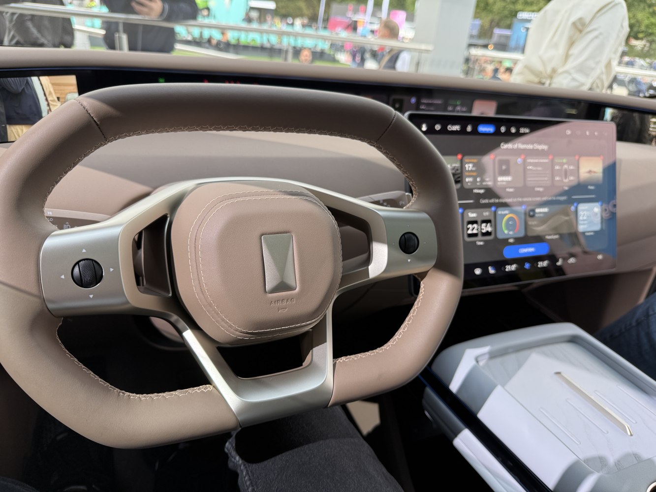 Modern steering wheel and digital touchscreen dashboard display