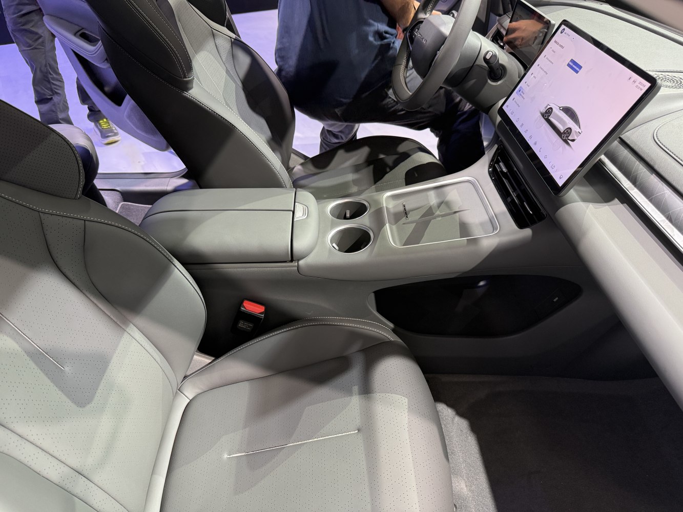 Modern car interior with digital touchscreen and center console