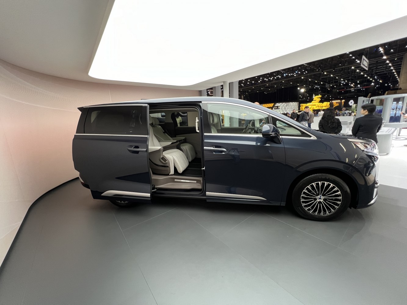 Sliding door with plush reclining interior seats