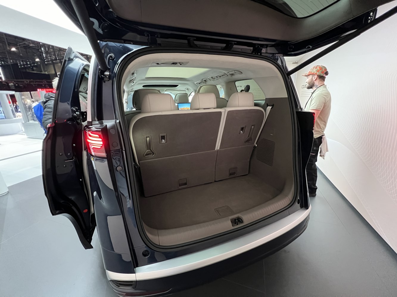 Spacious rear cargo area with three-row seating layout