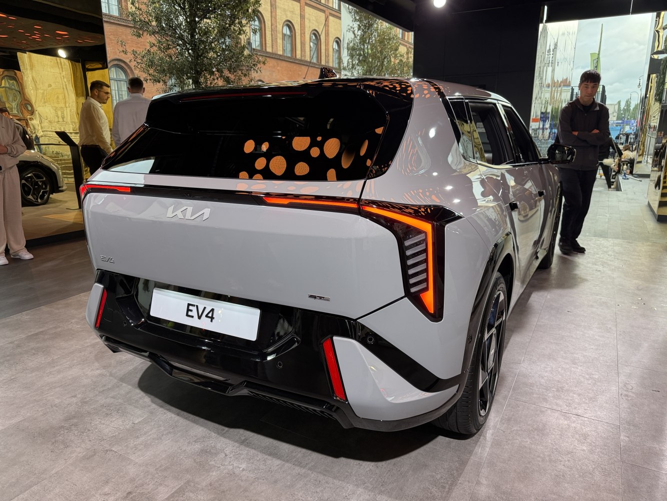 Angular LED tail lights and sleek rear design of a modern hatchback