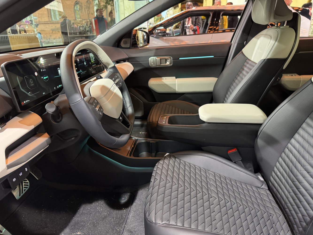 Modern interior with digital dashboard and multifunction steering wheel