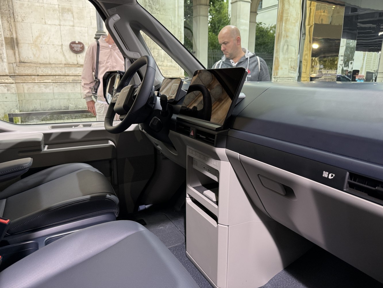 Modern vehicle interior with digital dashboard and touchscreen display