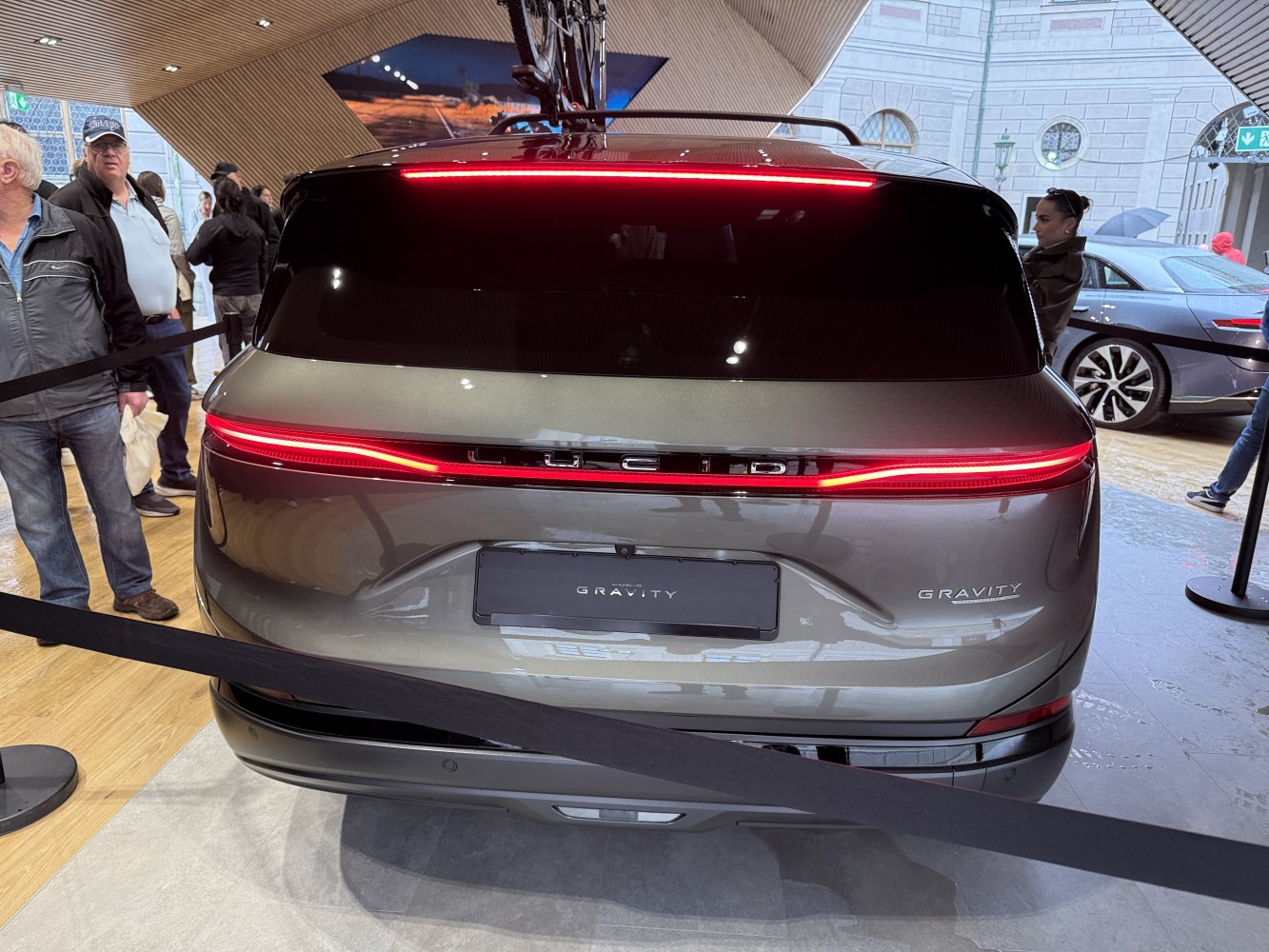 Rear view of modern SUV with LED light bar and clean design