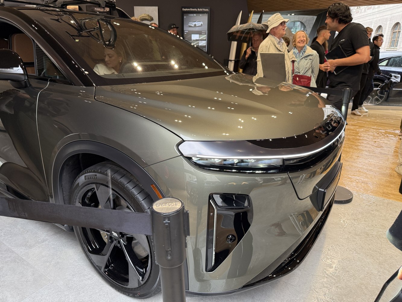 Modern SUV front with sleek LED headlights and black alloy wheels