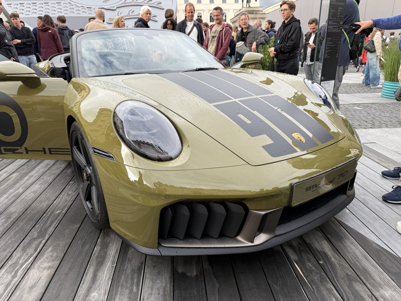 Front close-up of convertible with oval headlights and large front air intakes