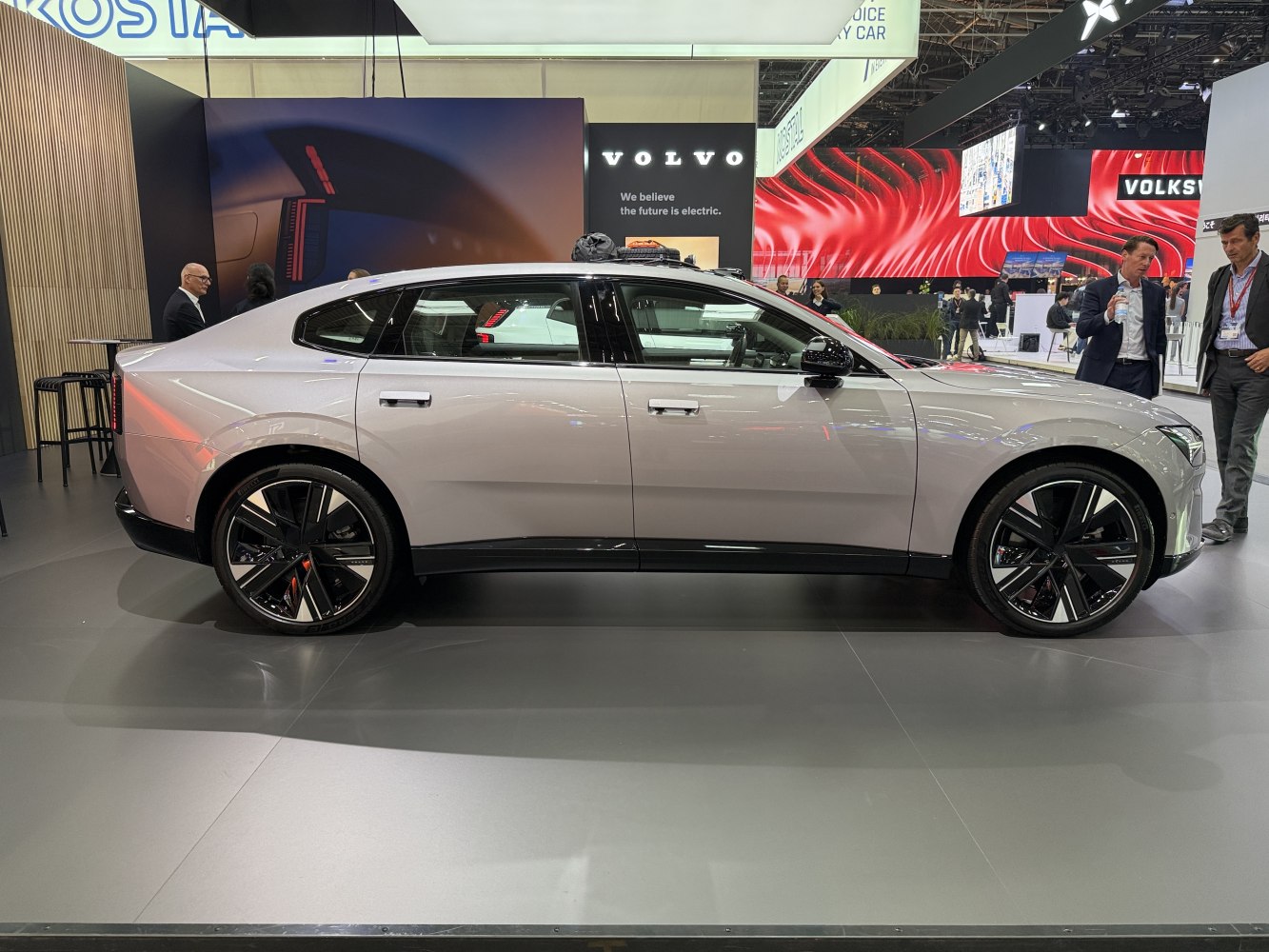 Sleek side profile with large alloy wheels and modern sedan silhouette