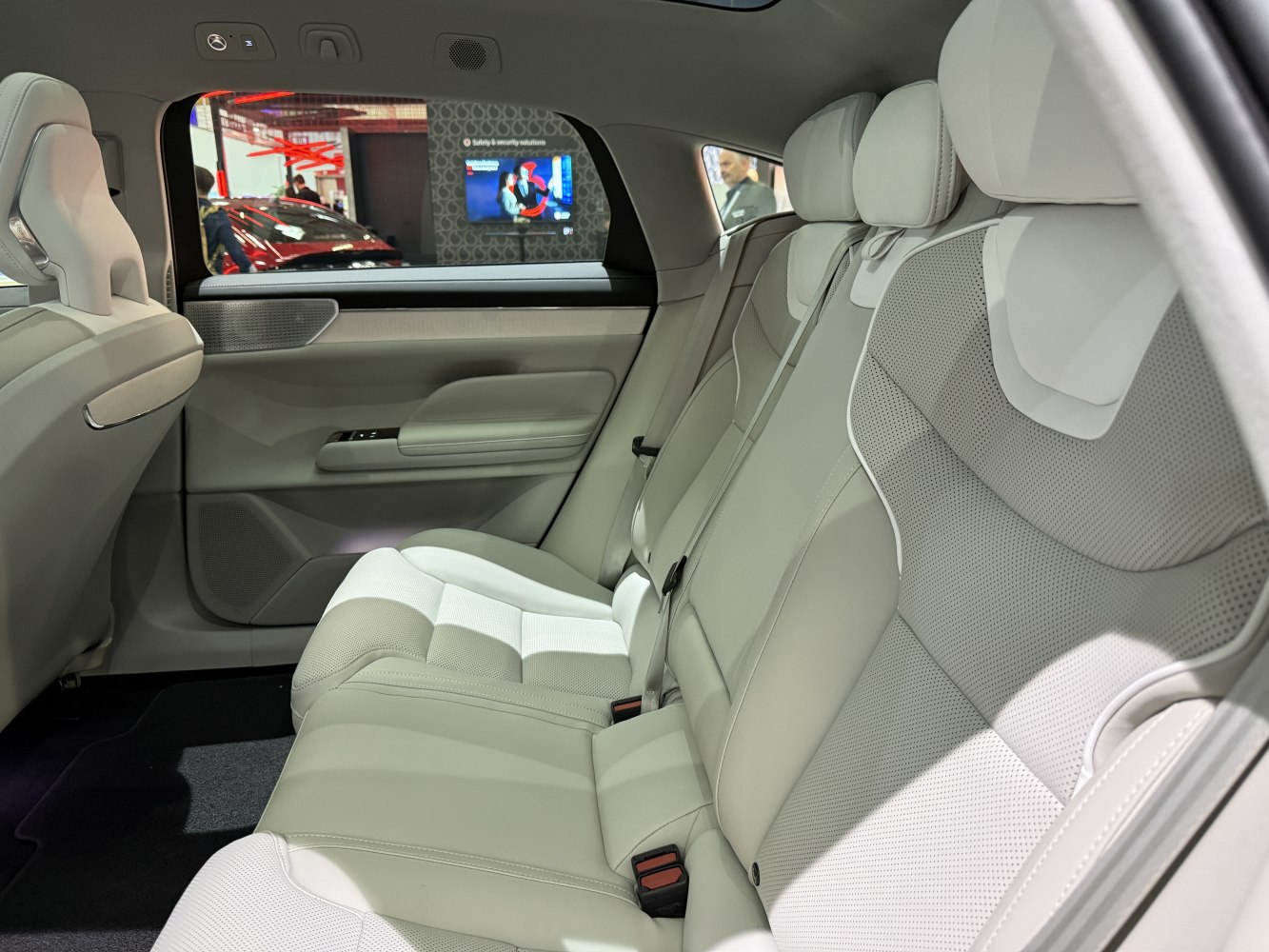 Spacious rear seating with premium leather interior and comfortable headrests