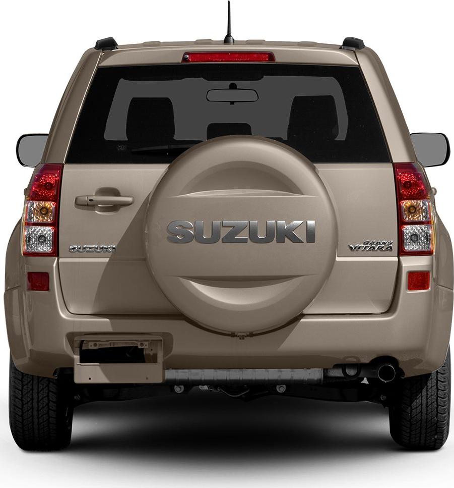 Compact SUV rear with spare tire cover and distinctive taillights