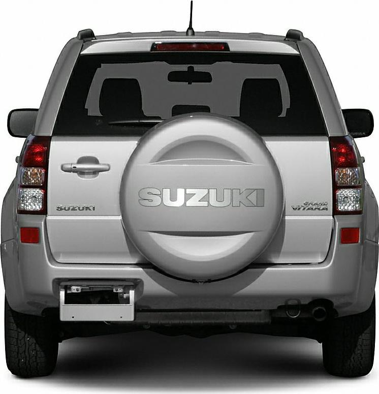 Rear view of SUV with spare wheel mounted on back door