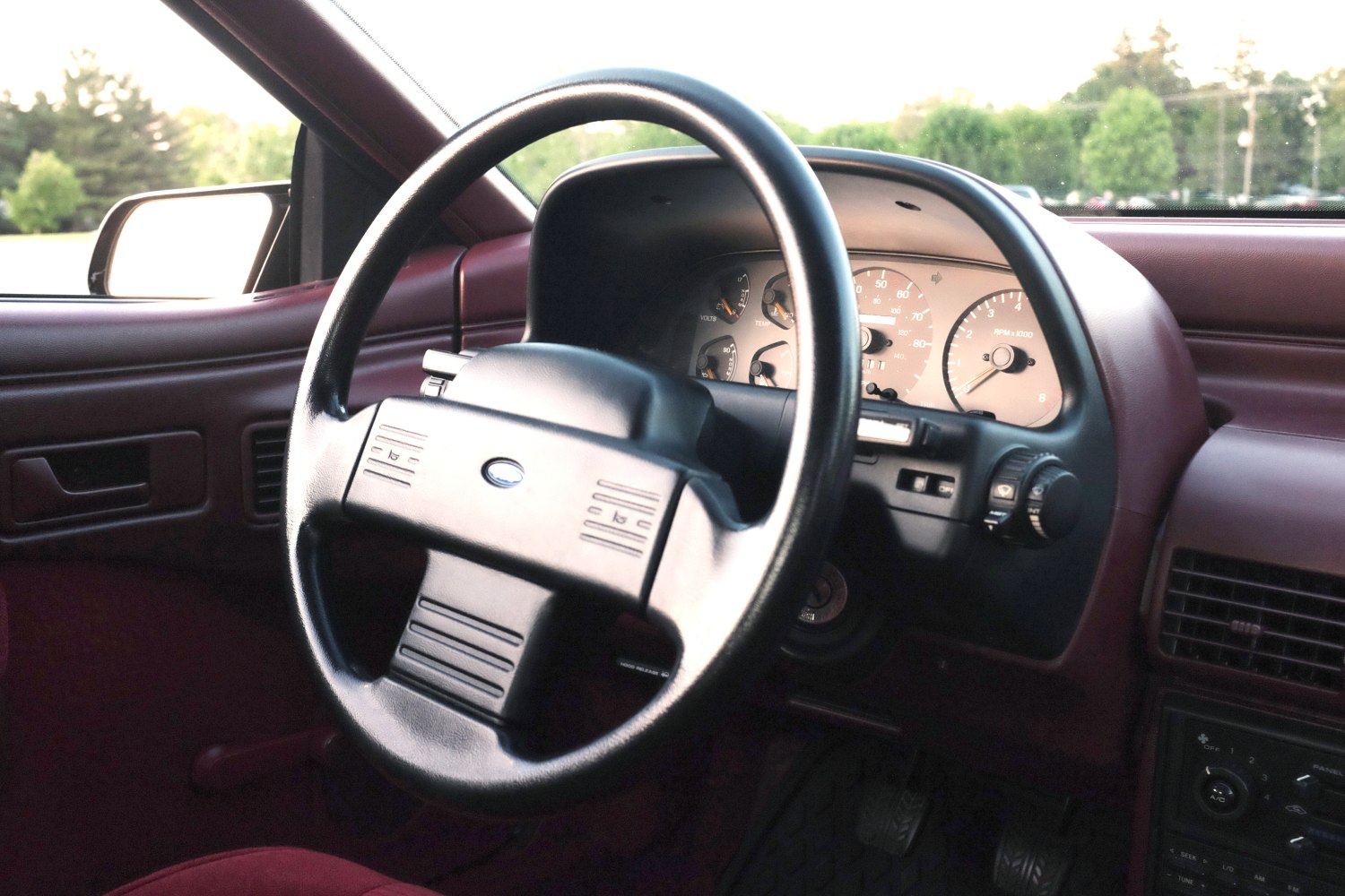 Steering wheel and dashboard gauges with control knobs