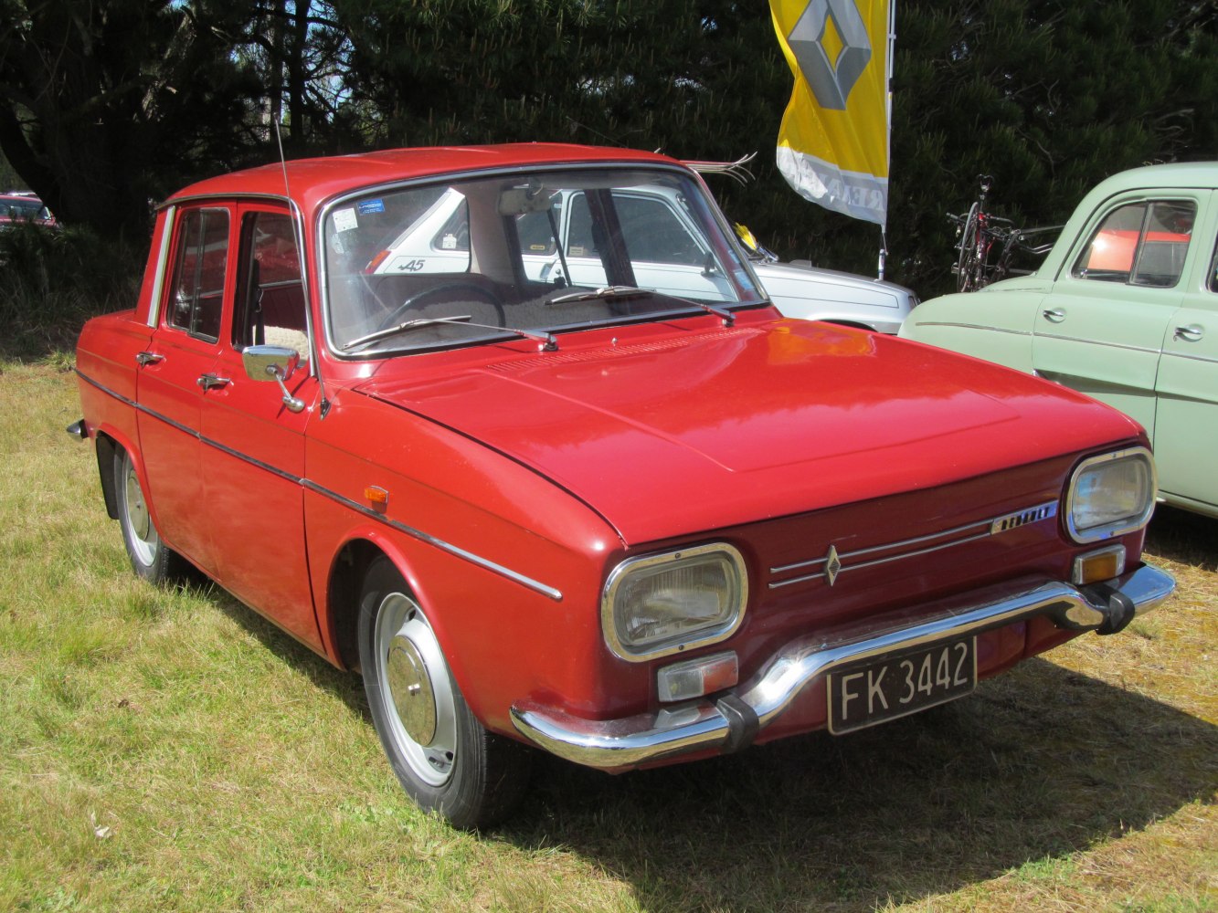 Vintage sedan with rectangular headlights and chrome bumper