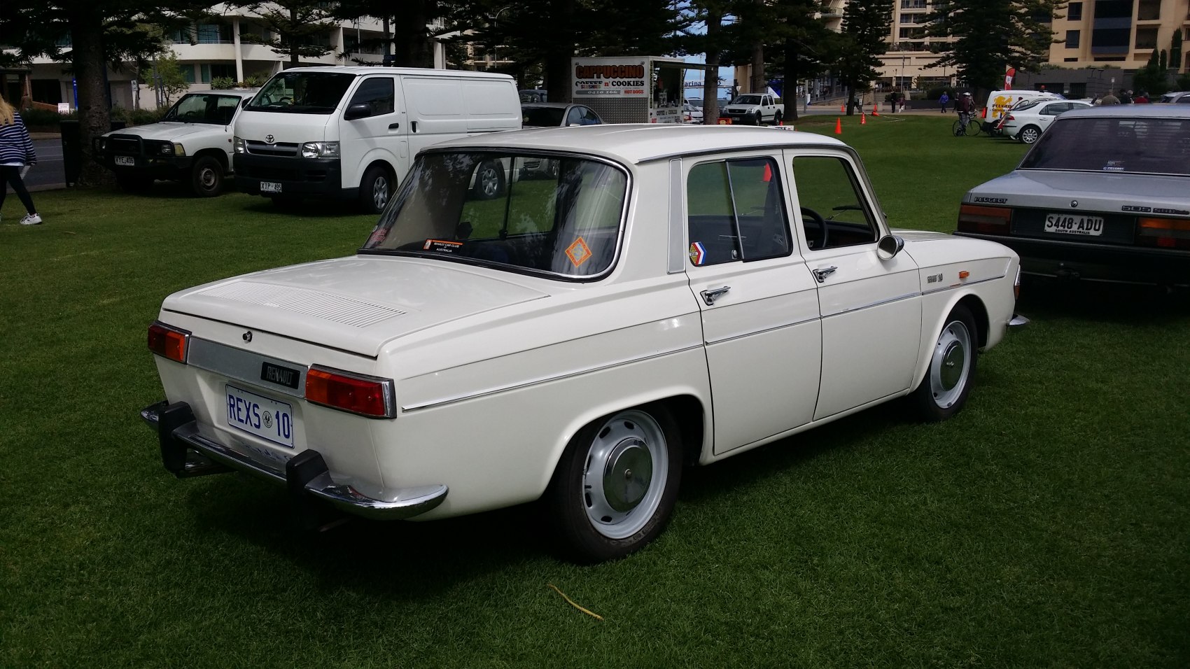 Classic boxy rear and side profile of a vintage sedan.