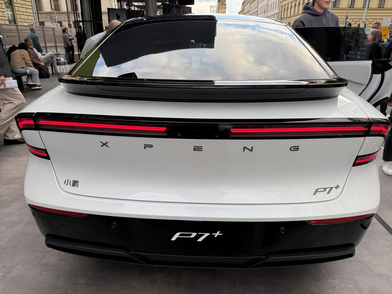 Rear view with continuous LED light bar and aerodynamic spoiler