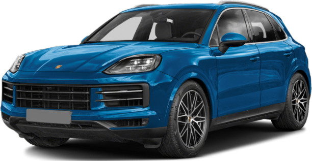 Sleek blue luxury SUV with LED headlights and aerodynamic styling