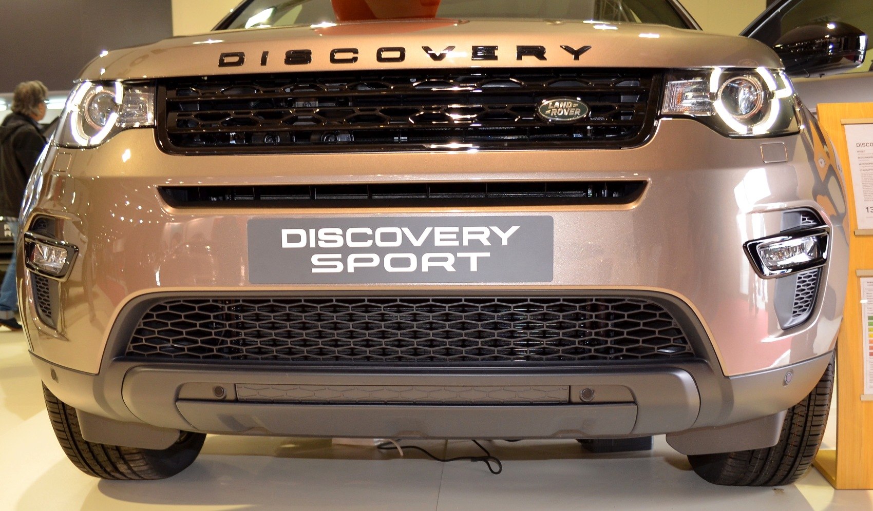Close-up of front grille and LED headlights