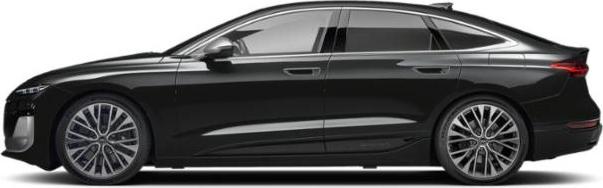 Side view of a sleek electric luxury sedan with aerodynamic shape and modern alloy wheels