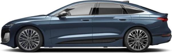 Sleek side profile of an electric sedan with modern alloy wheels and aerodynamic body.