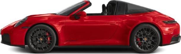 Convertible red sports car with black wheels and Targa roof design