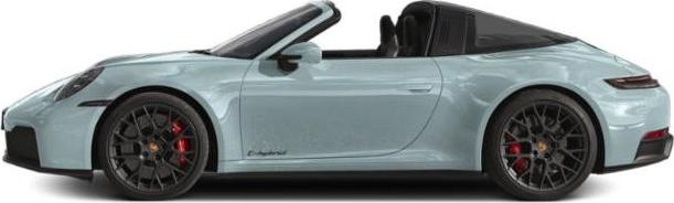 Side profile of Porsche 911 Targa with Targa roof and black alloy wheels