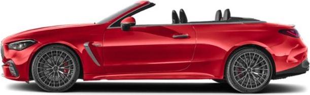 Red convertible sports coupe with multi-spoke alloy wheels in side profile.