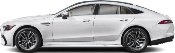 Side profile of sleek white luxury sporty sedan with modern rims