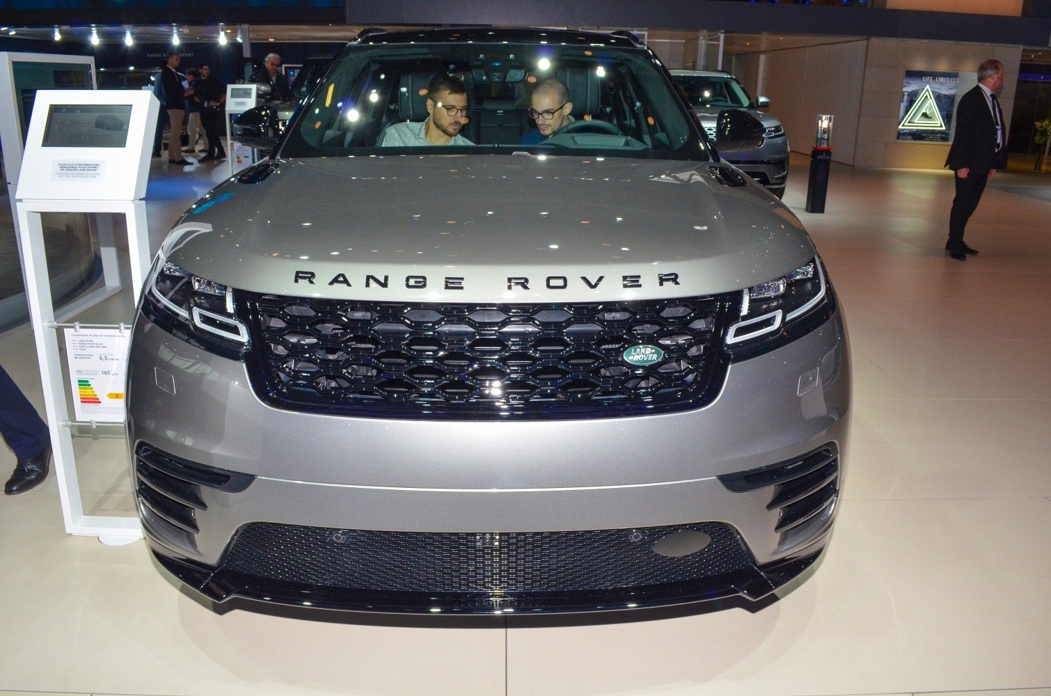 Front grille and LED headlights of a luxury SUV