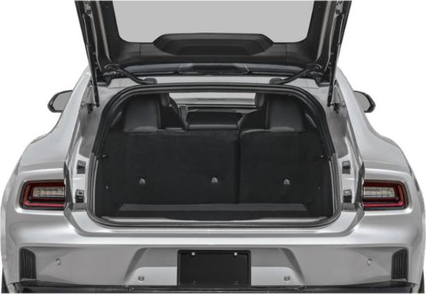 Open hatchback trunk view with folded rear seats