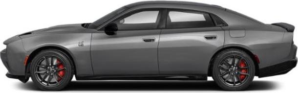 Side profile of 4-door vehicle with sporty black wheels and red brake calipers