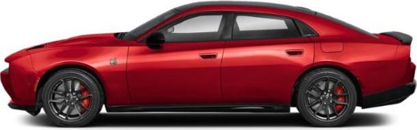 Red 4-door sports sedan side profile with alloy wheels