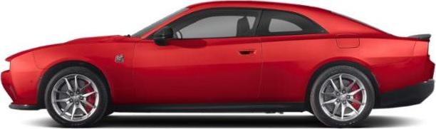 Red 2-door muscle car with aerodynamic shape and sporty alloy wheels