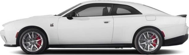 White 2-door coupe with sporty wheels, side profile view