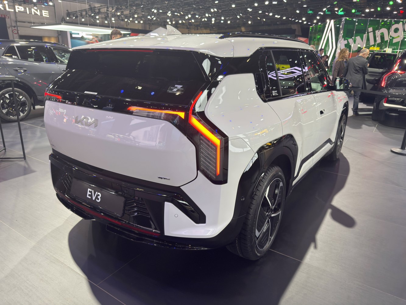 Rear view of electric SUV with modern LED tail lights and distinctive design