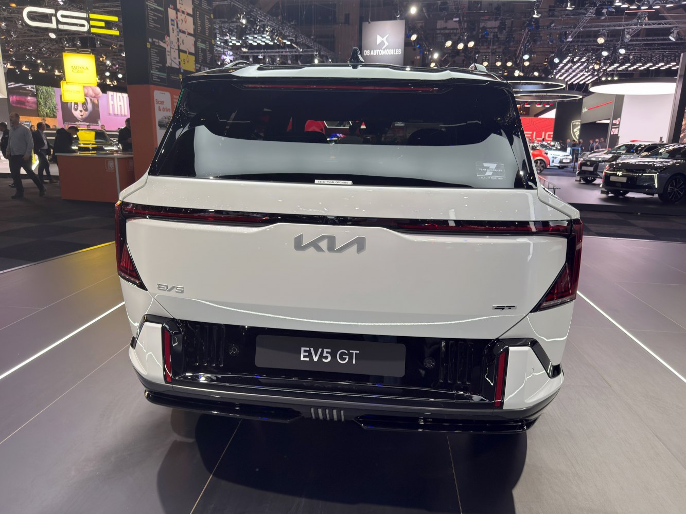 Rear view of electric SUV with LED tail lights and GT badge