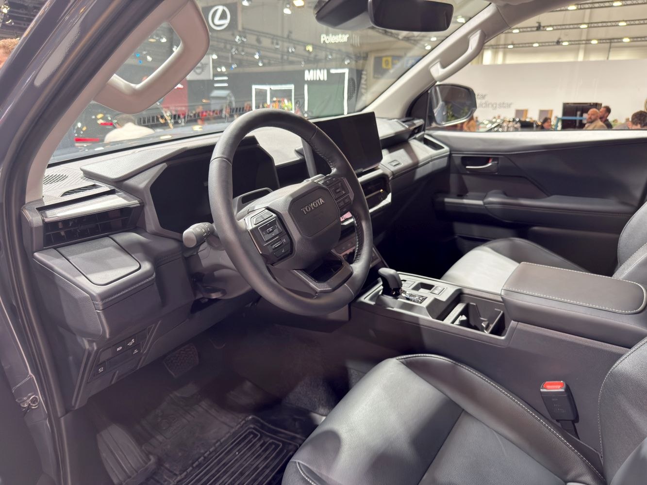 Modern steering wheel, digital instrument cluster, touchscreen dashboard