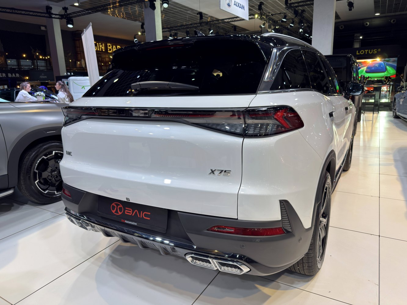 Sleek rear design with integrated tail lights and dual exhausts