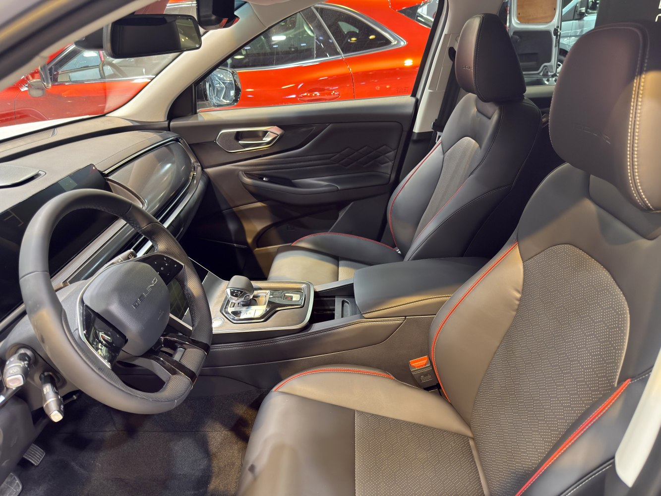 Premium SUV interior with leather seats and digital dashboard