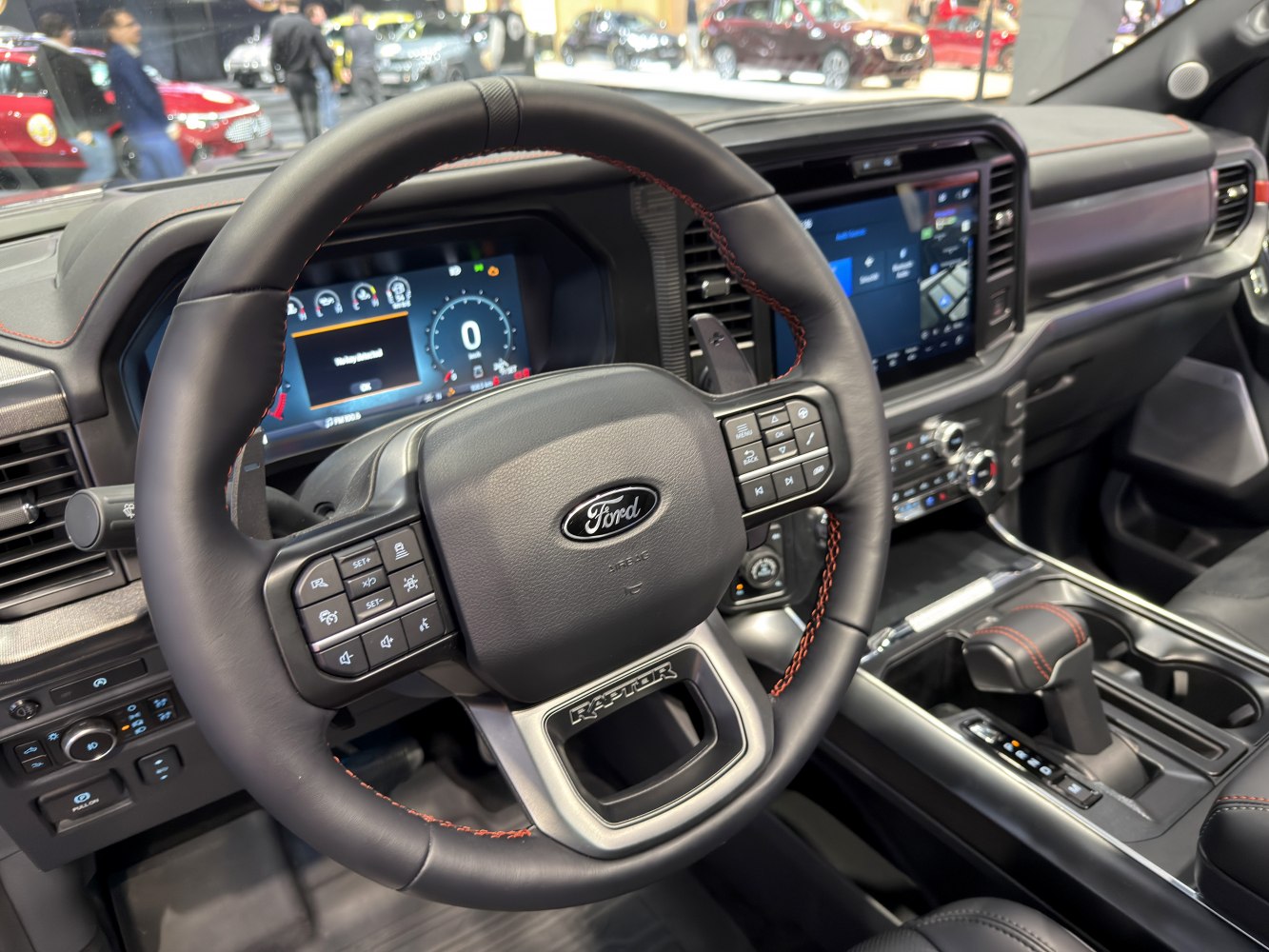 Modern digital dashboard and steering wheel with advanced controls