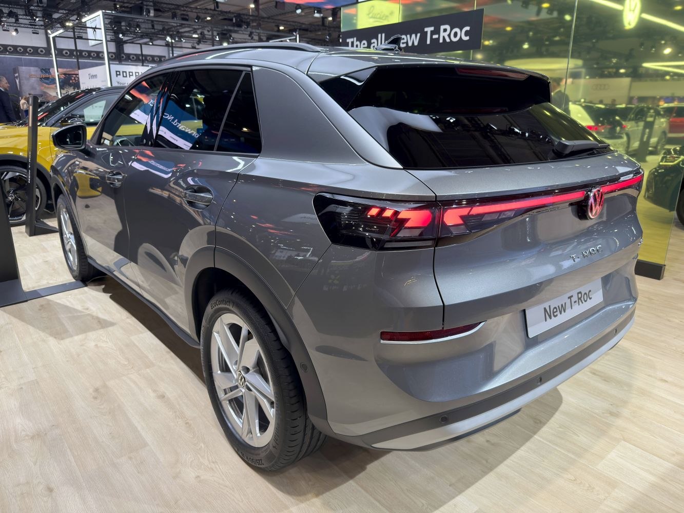 Rear and side view of compact SUV with LED tail lights and tinted windows