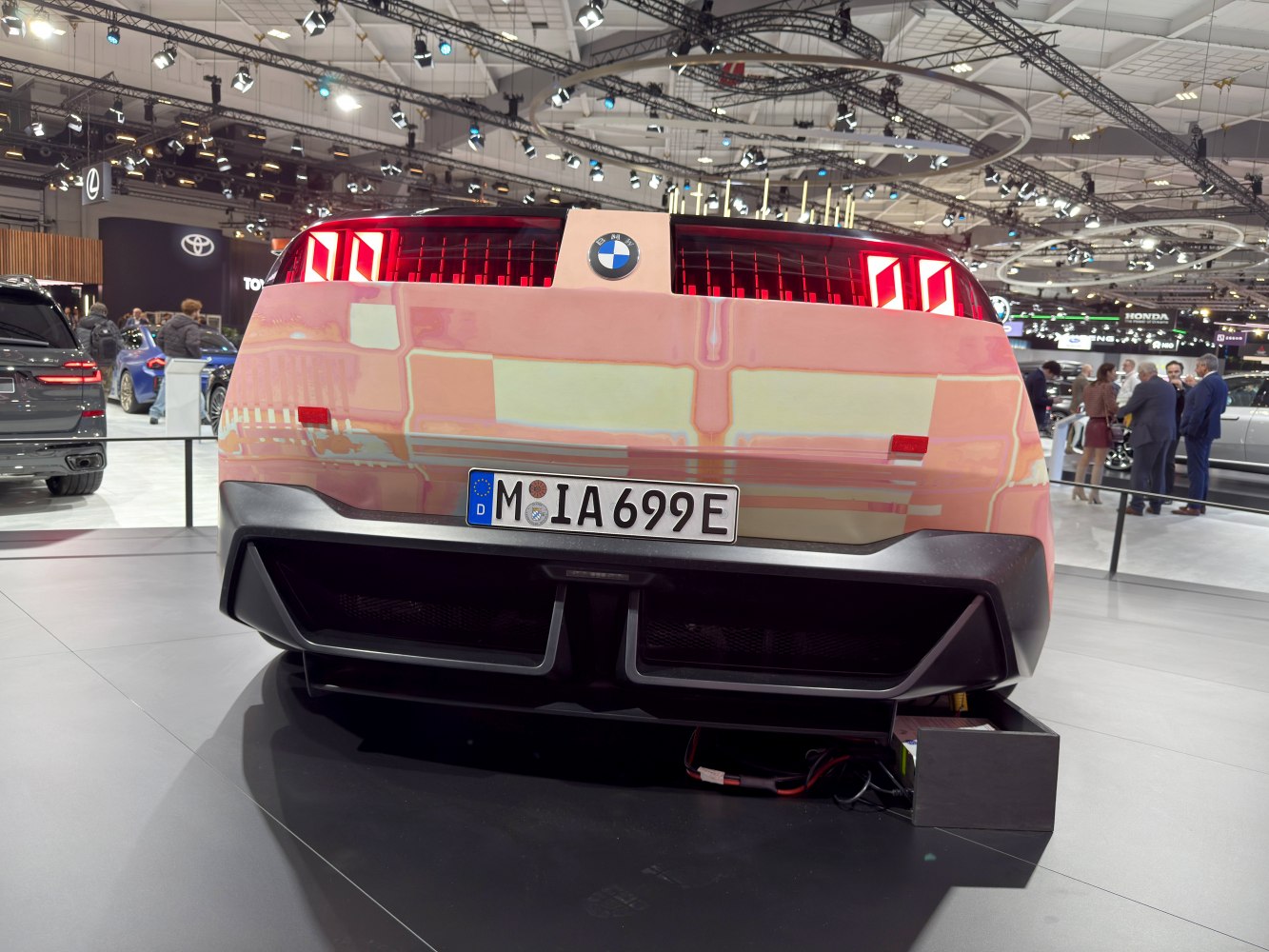 Futuristic LED rear lights and aerodynamic design of a concept vehicle
