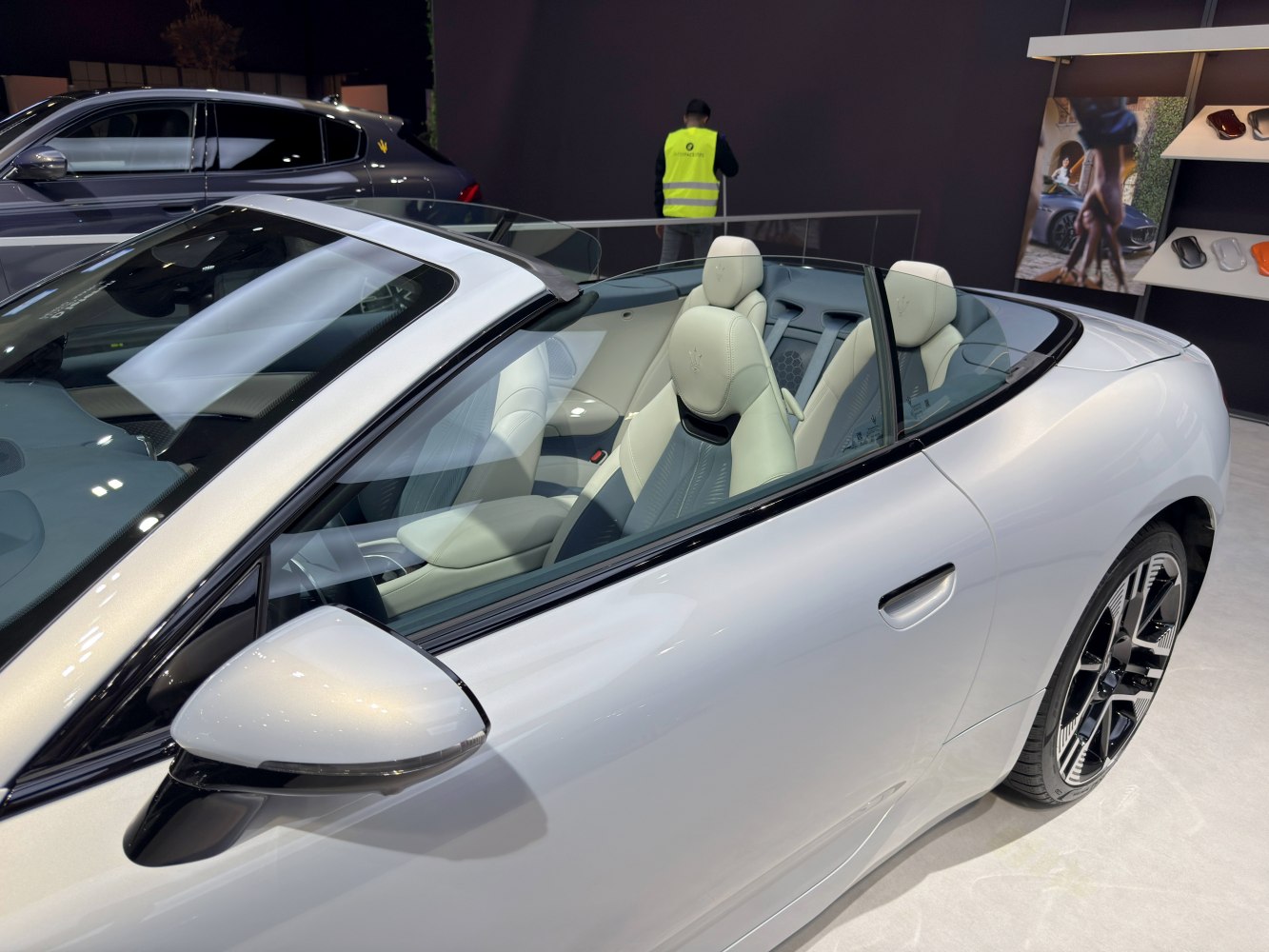 Convertible with premium white leather seats and sleek side profile