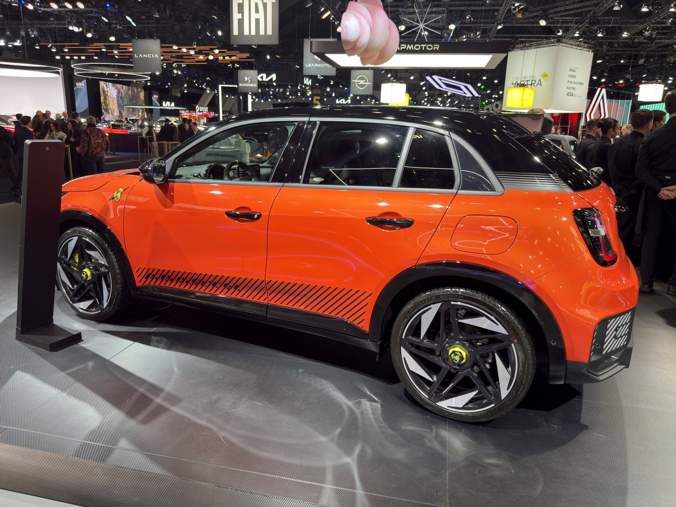 Electric compact SUV with two-tone paint and modern alloy wheels