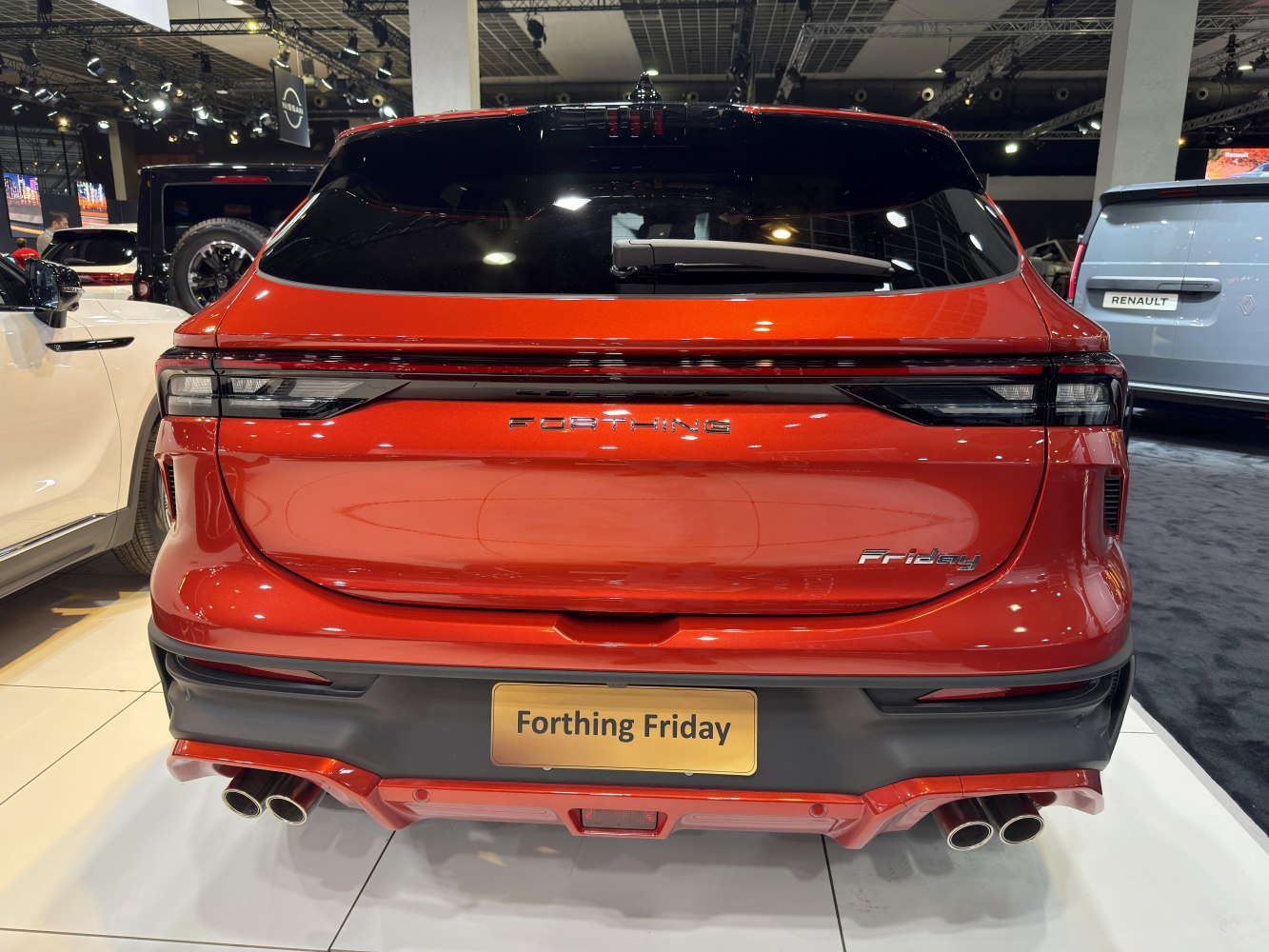 Rear view with LED taillights and dual exhaust pipes