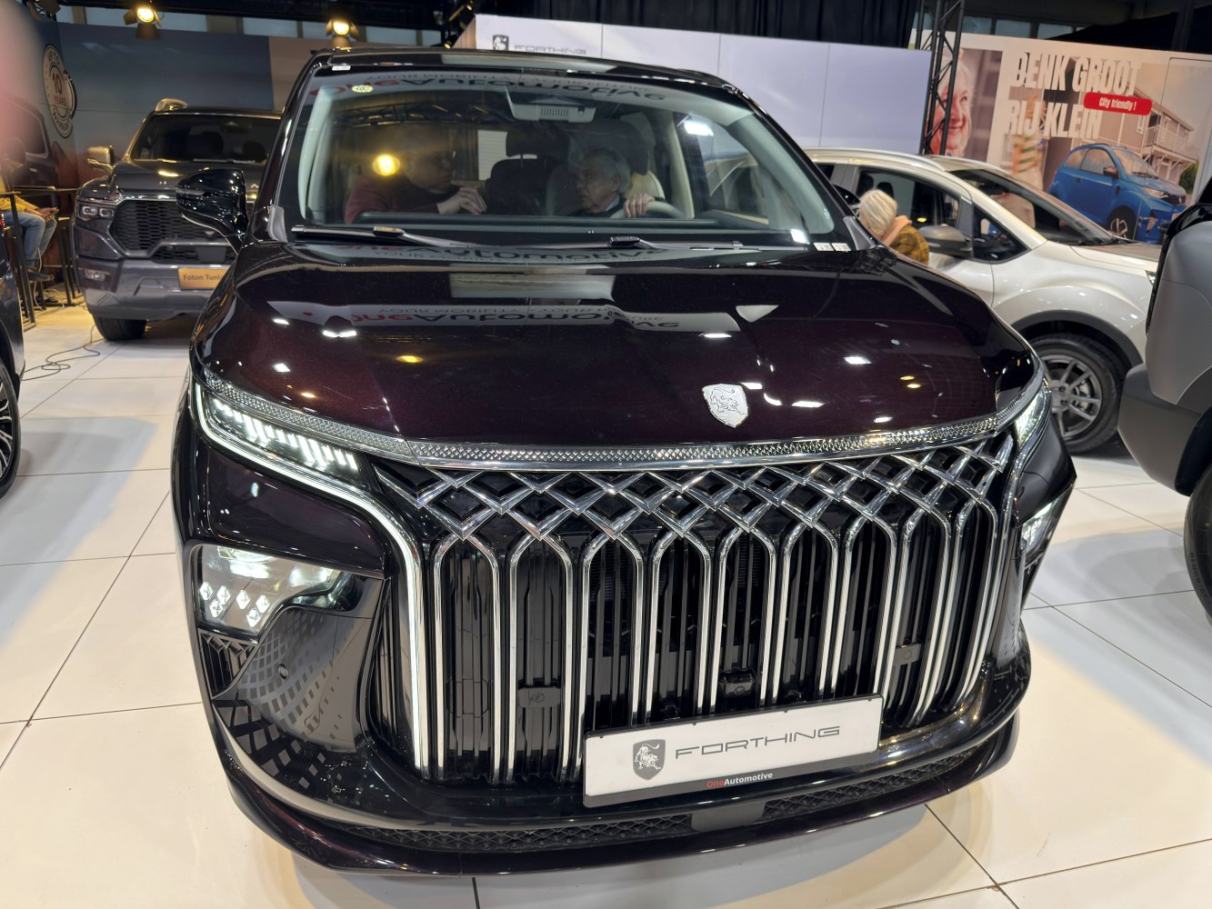 Front grille and LED headlights of a modern SUV