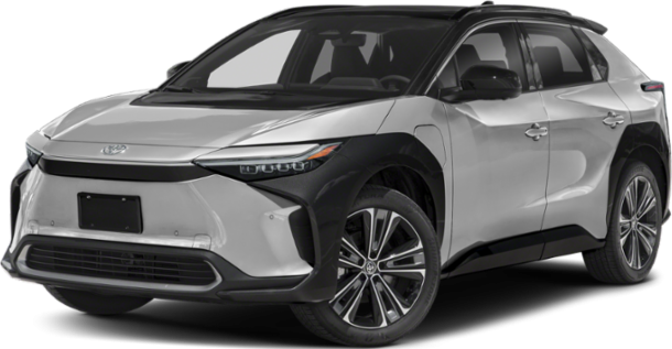 Front side view of a sleek modern vehicle with LED headlights and aerodynamic shaping