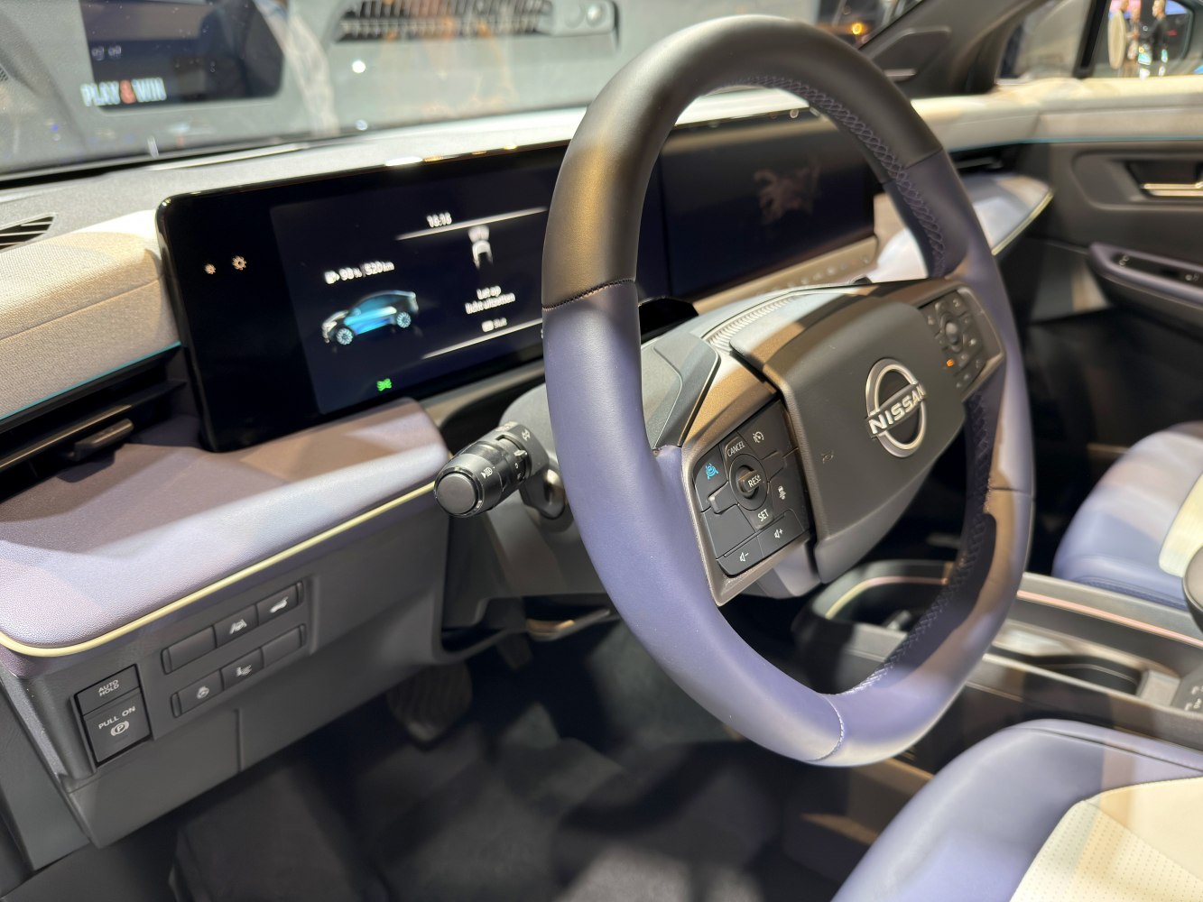 Modern digital dashboard with multifunction steering wheel