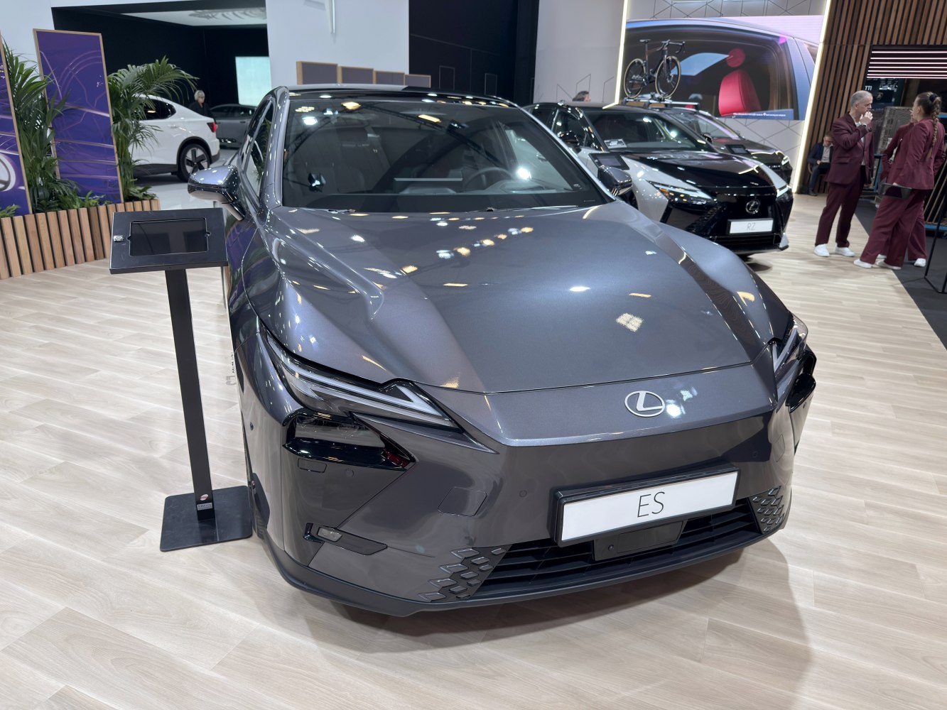 Sleek front end with sharp LED headlights and modern luxury design