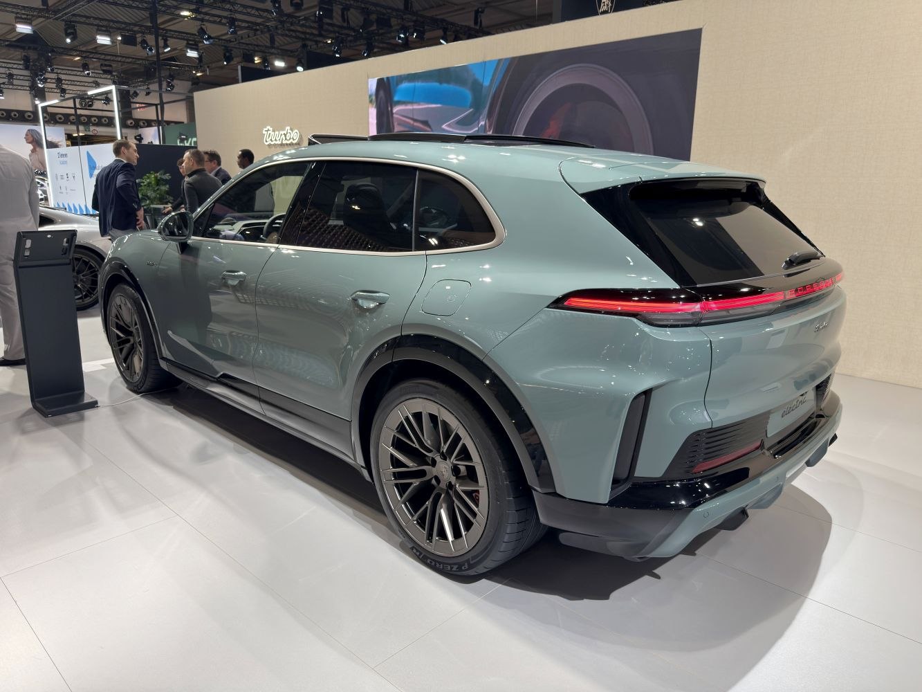Rear LED light strip and sporty wheels on electric SUV
