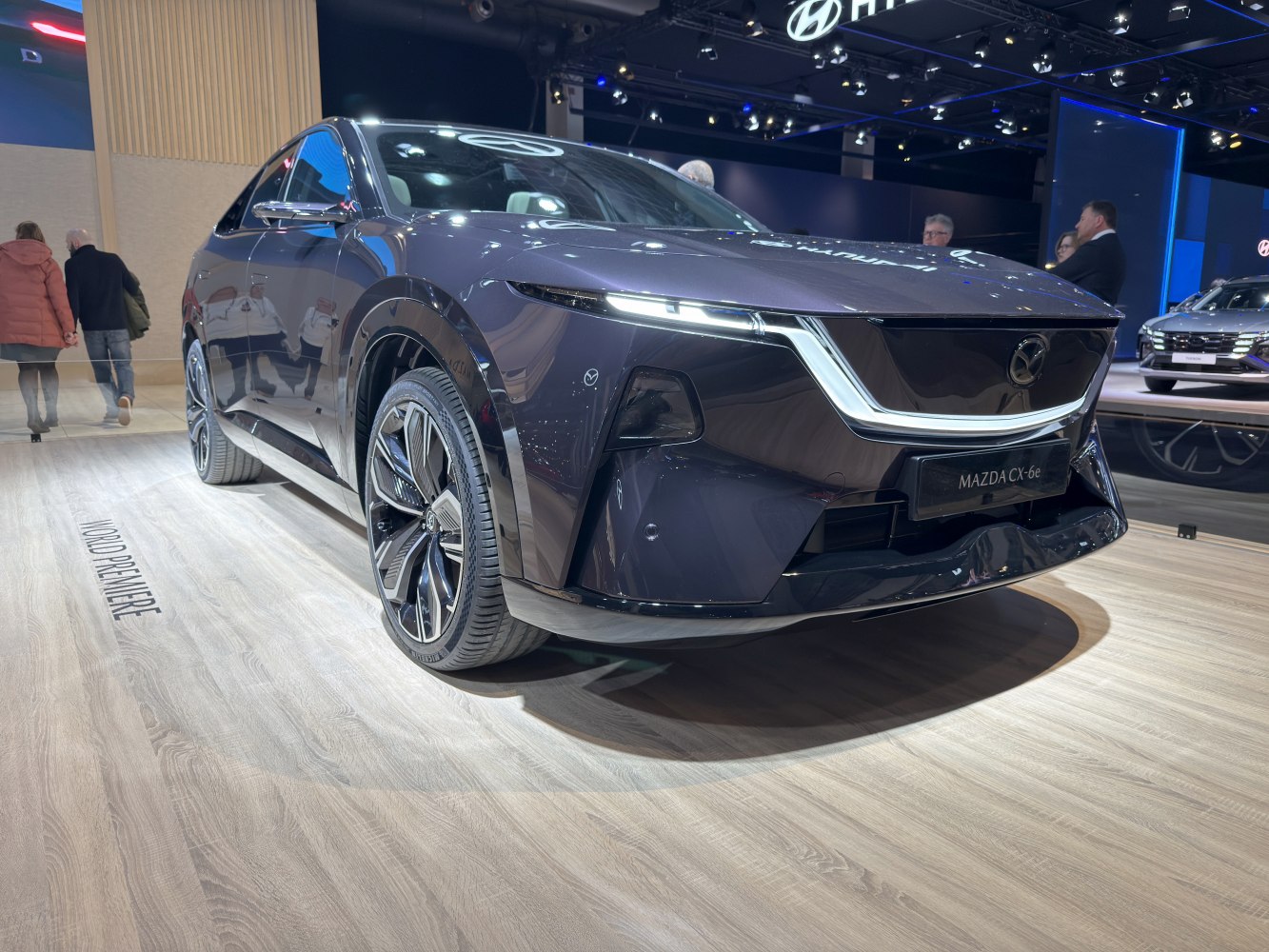 Sleek electric SUV with LED headlights and modern wheels